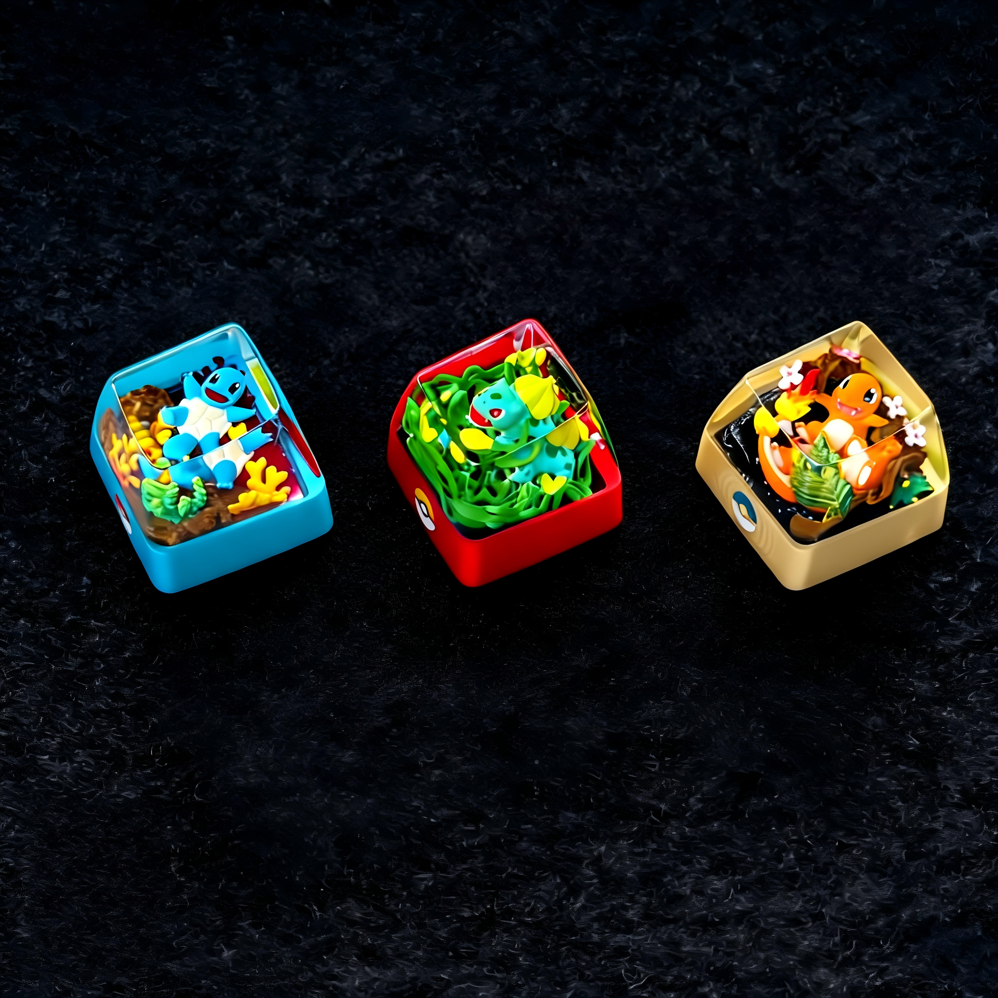 Kanto Starters Resin Artisan Keycap for mechanical keyboards