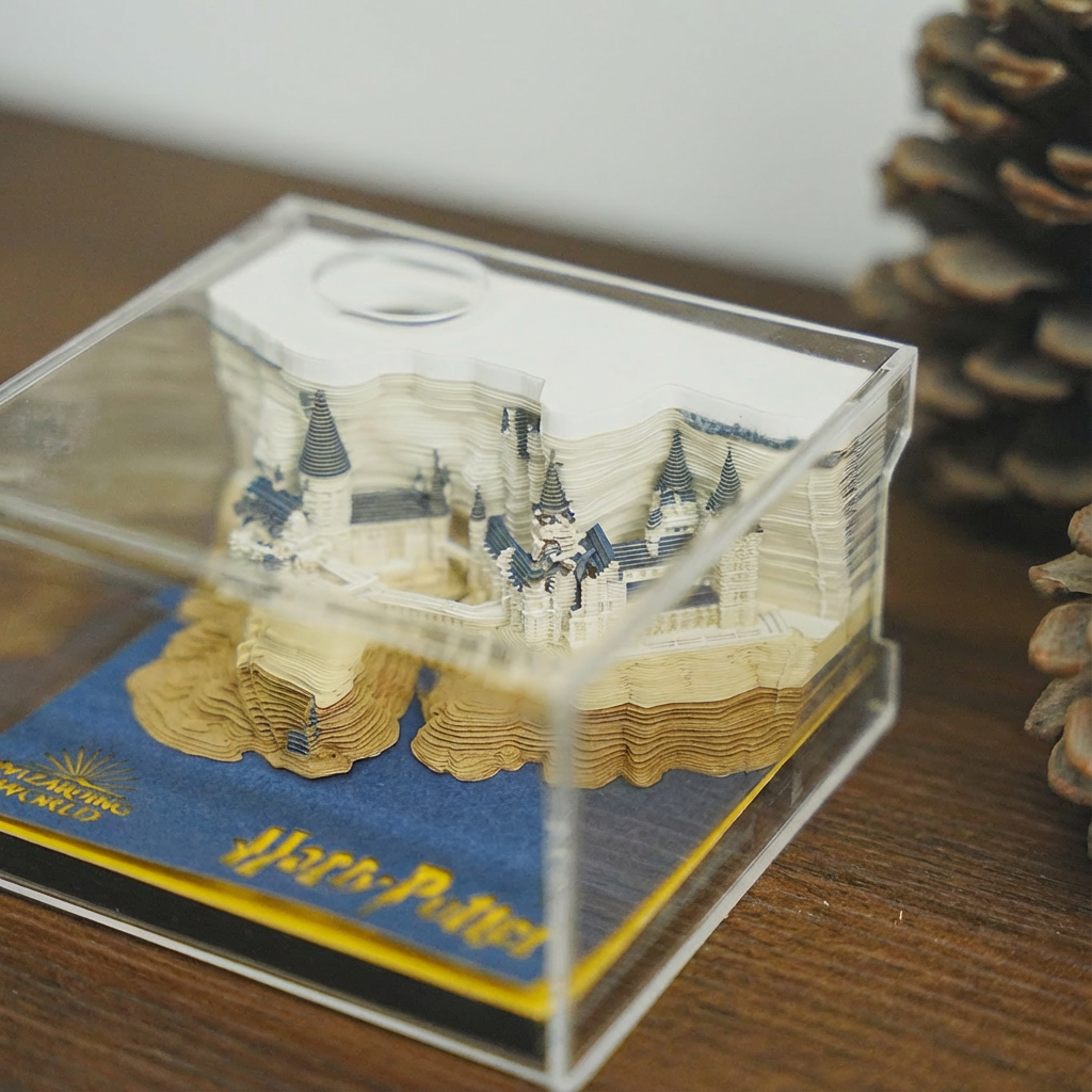 3D Fantasy Castle Paper Sculpture Memo Pad with LED Light