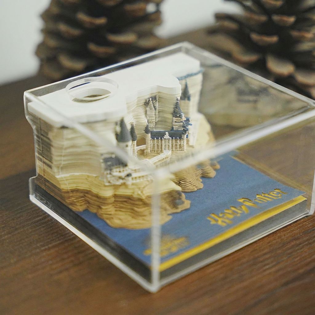3D Fantasy Castle Paper Sculpture Memo Pad with LED Light