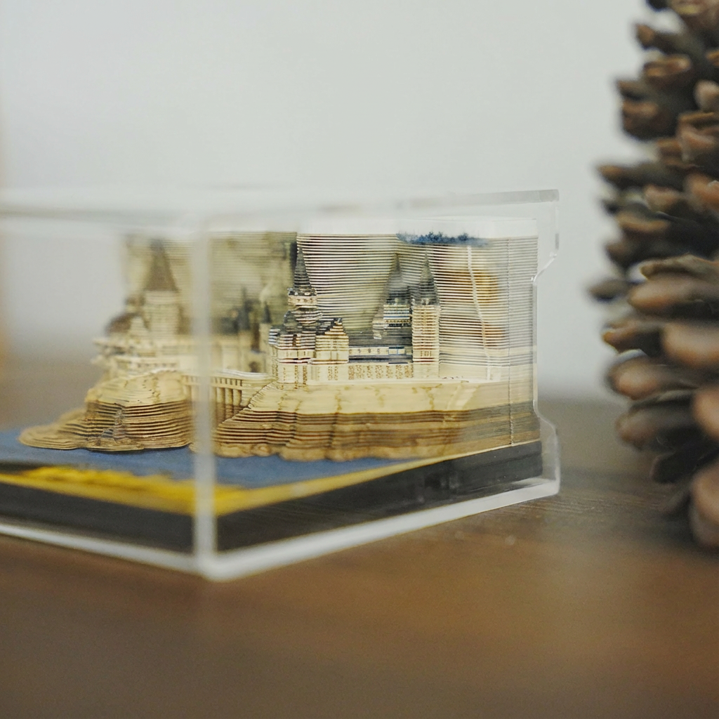 3D Fantasy Castle Paper Sculpture Memo Pad with LED Light