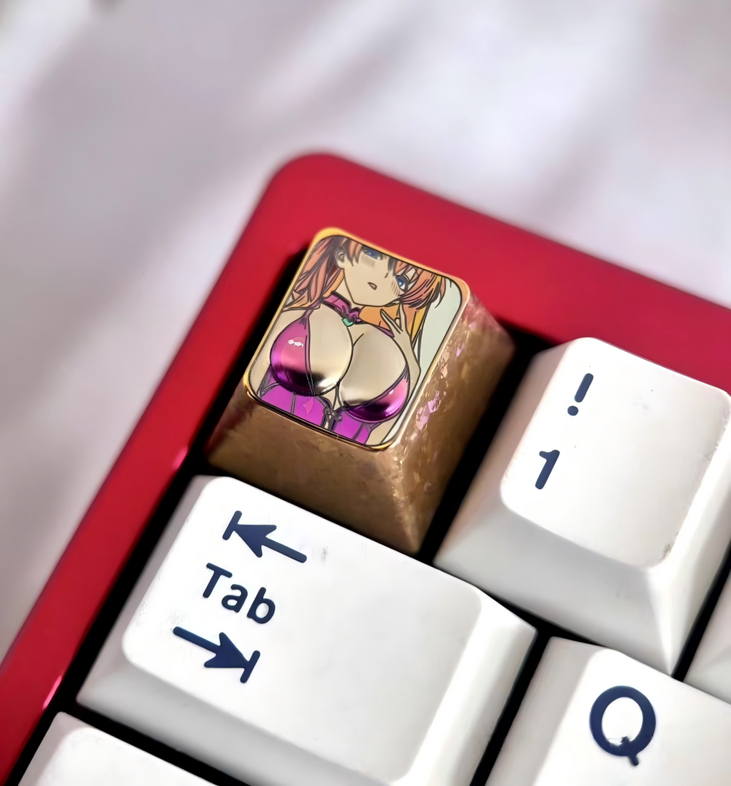 ASUKA LANGLEY SORYU 3D Titanium Artisan Keycap – Metal Collectible