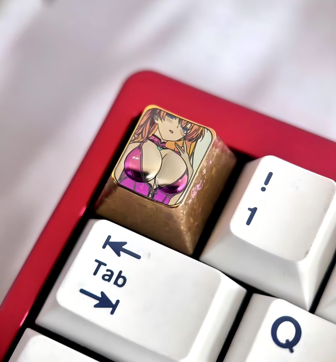 ASUKA LANGLEY SORYU 3D Titanium Artisan Keycap – Metal Collectible