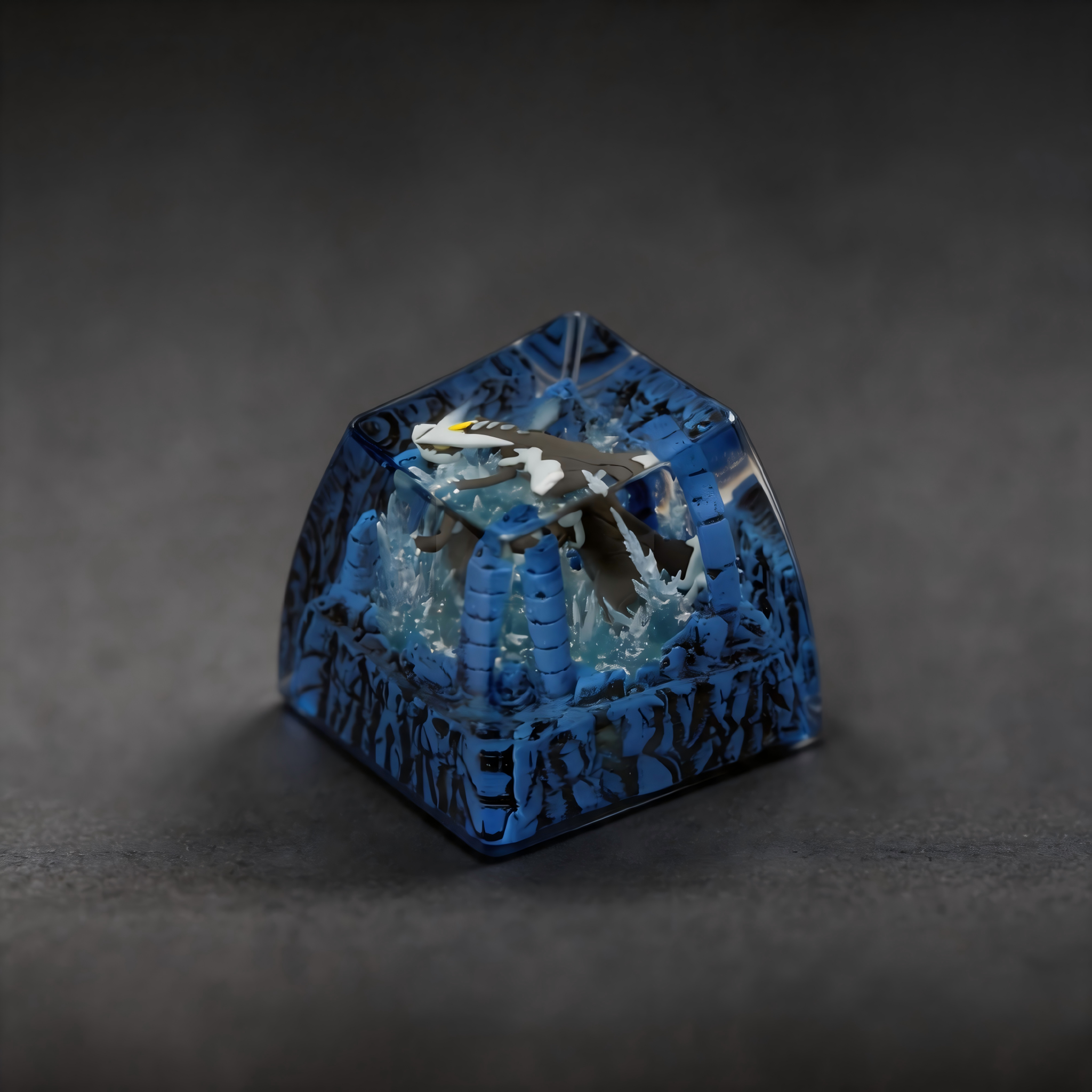 BLACK KYUREM Pokemon Artisan Keycap – Handmade Resin Collectible
