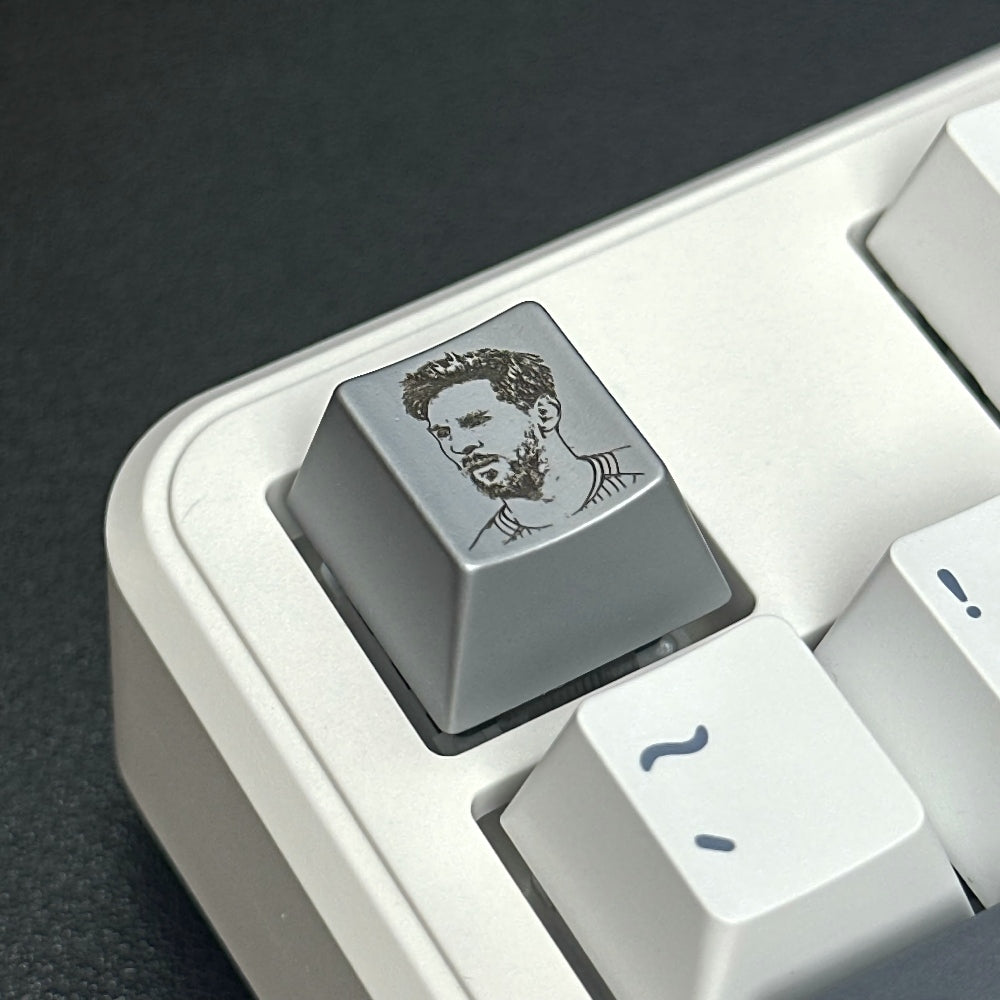 Messi Portrait Silver Metal Artisan Keycap | Collectible Artisan Keycap