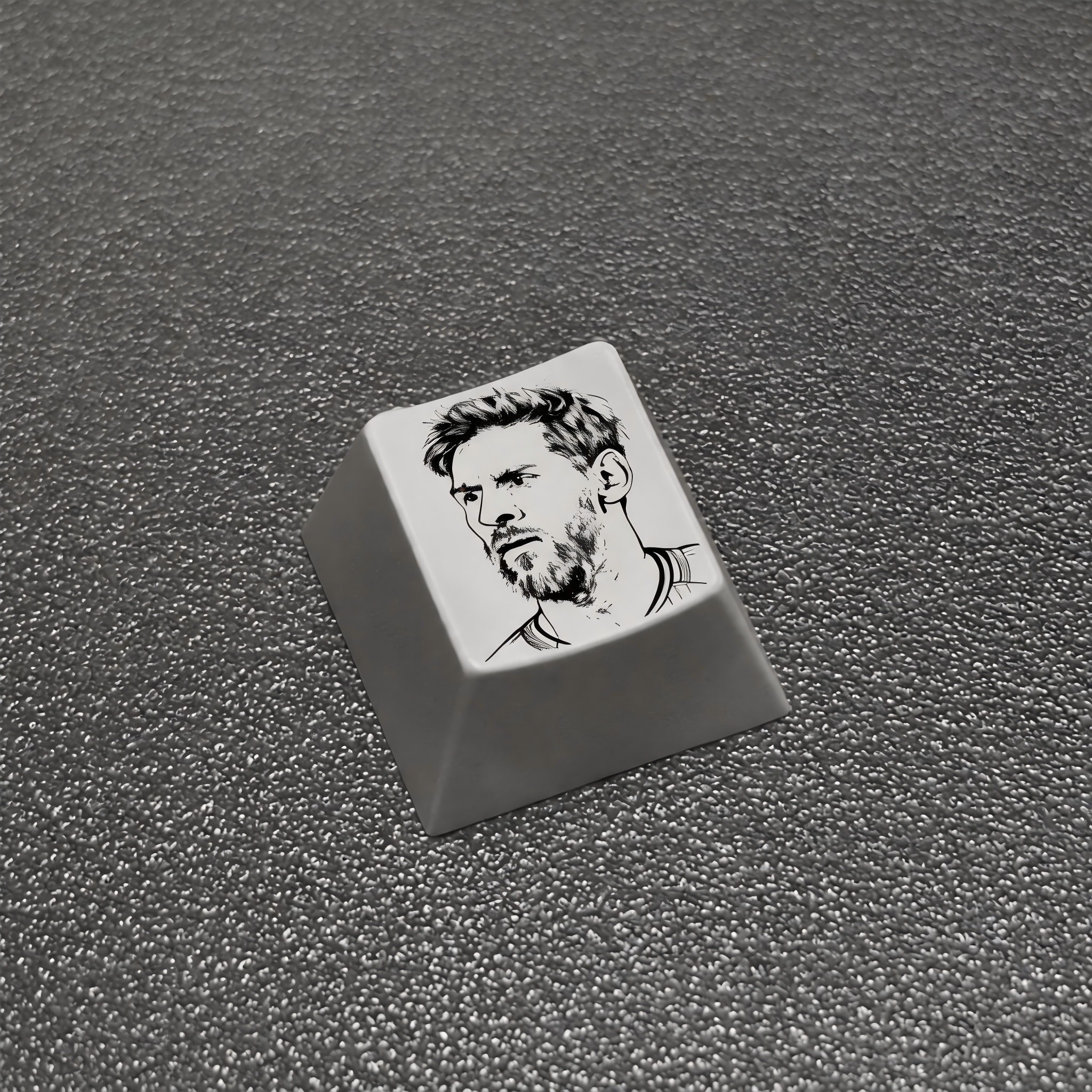 Messi Portrait Silver Metal Artisan Keycap | Collectible Artisan Keycap
