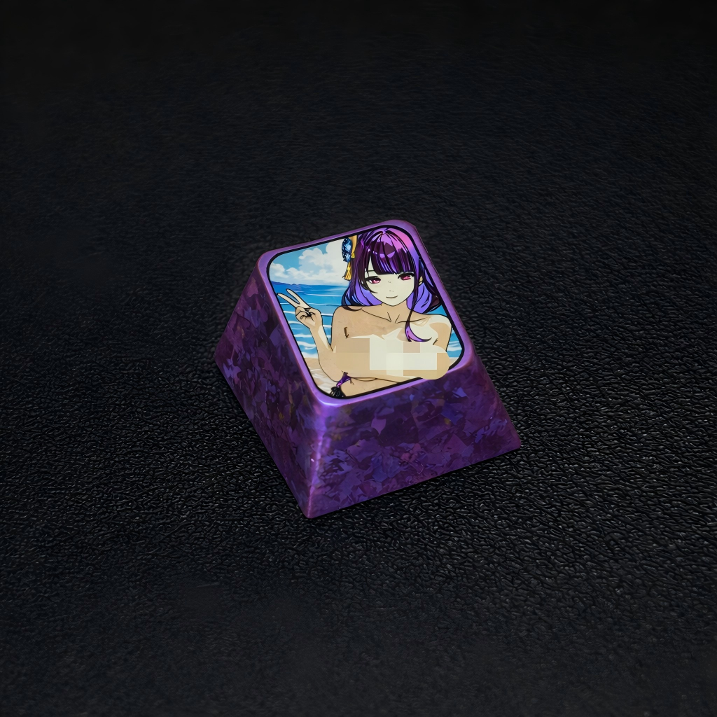 Raiden Shogun Titanium Artisan Keycap – Metal Collectible