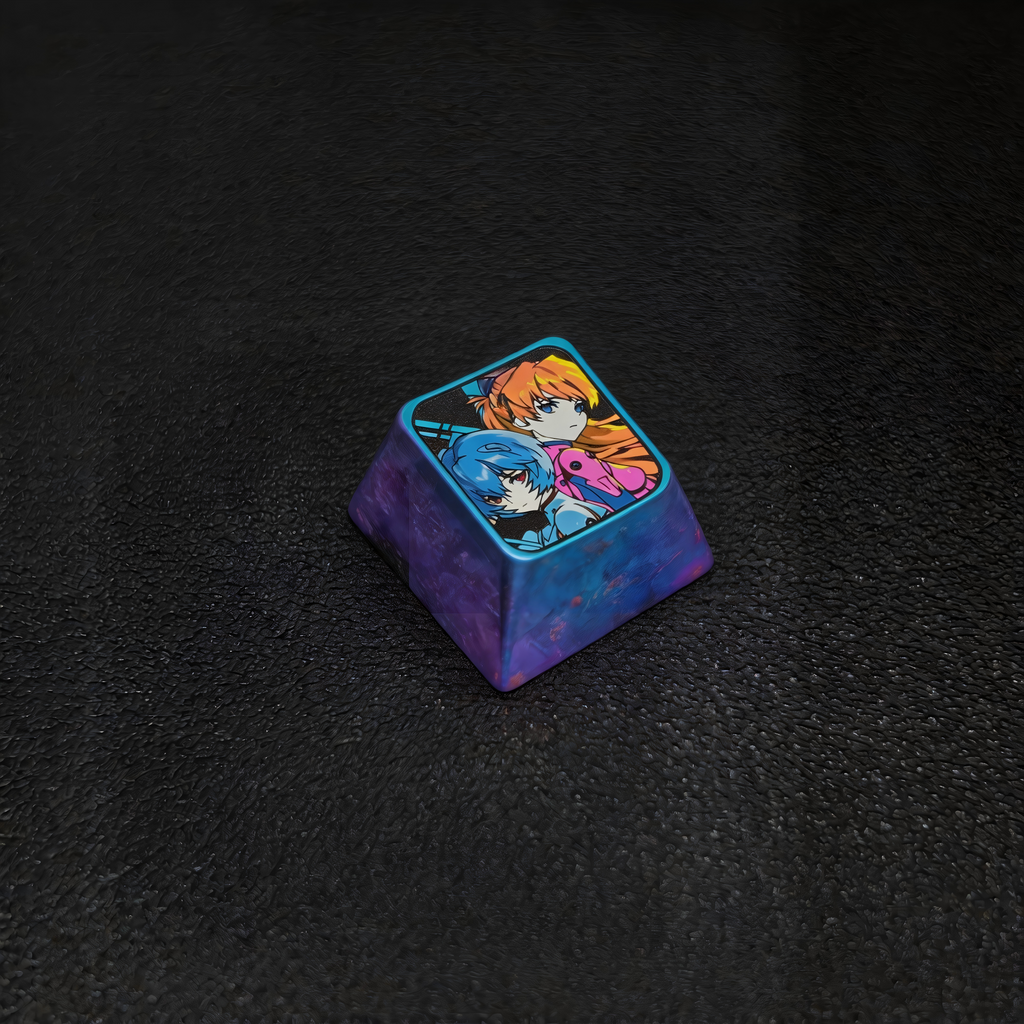 Rei & Asuka Titanium Artisan Keycap – Metal Collectible