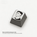 Cristiano Ronaldo Portrait Silver Metal Artisan Keycap | Collectible Artisan Keycap