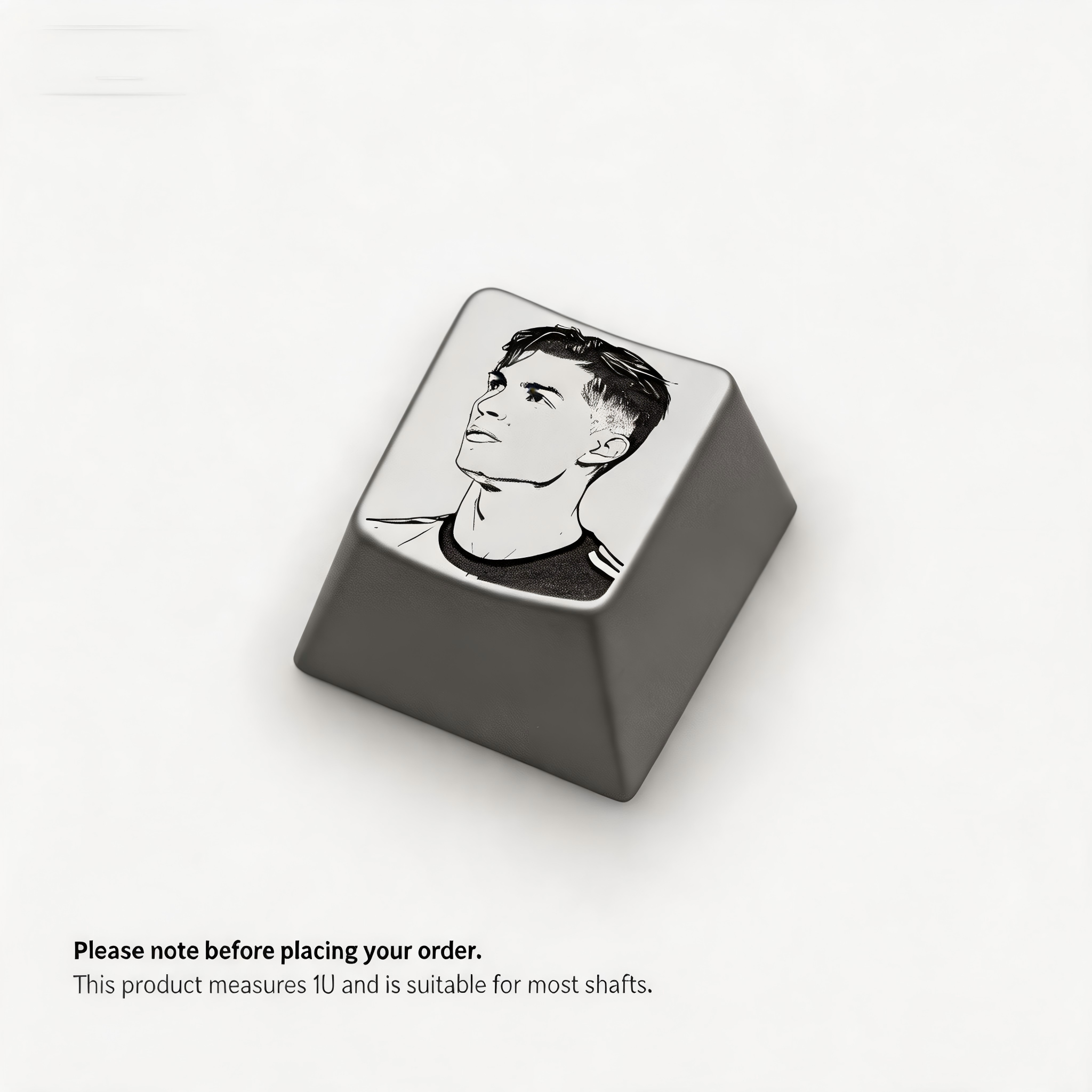 Cristiano Ronaldo Portrait Silver Metal Artisan Keycap | Collectible Artisan Keycap