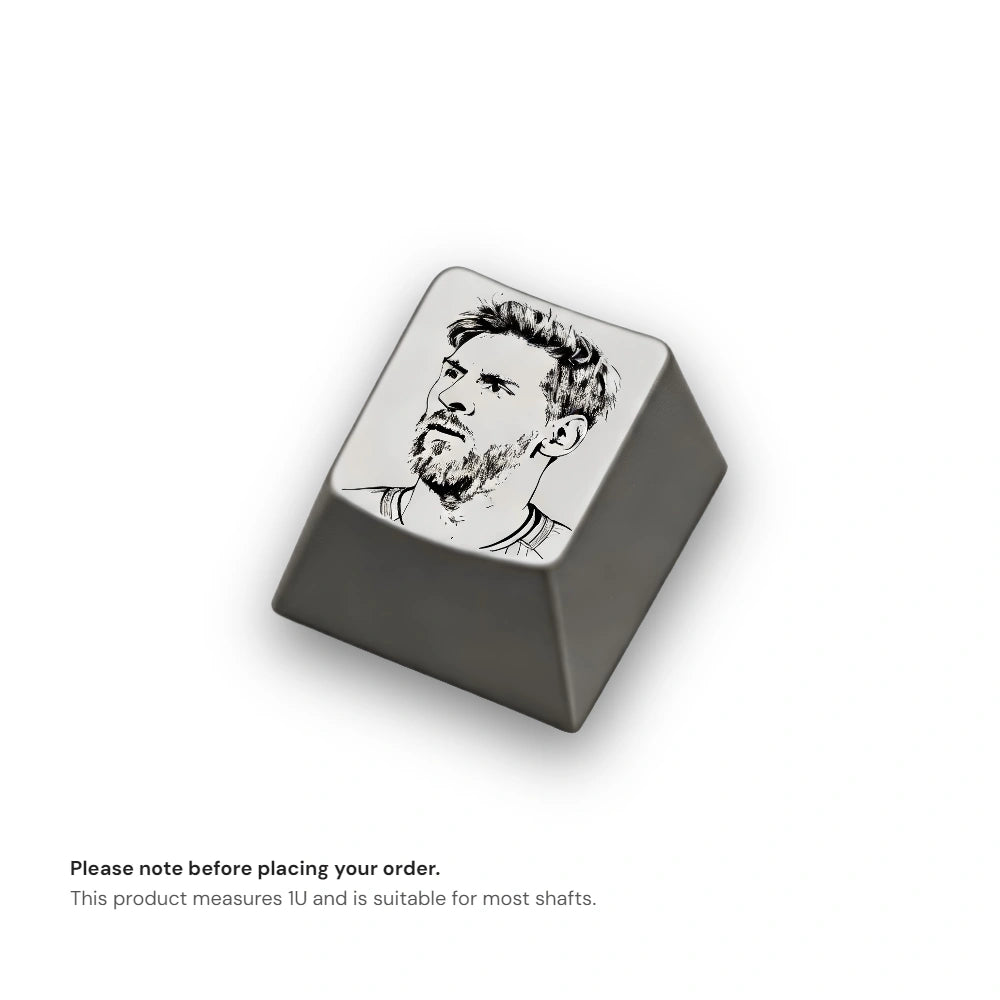 Messi Portrait Silver Metal Artisan Keycap | Collectible Artisan Keycap